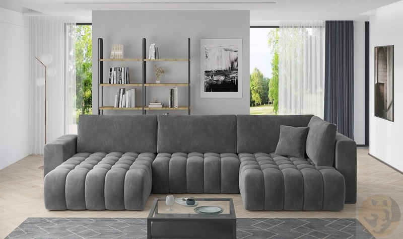 Friderik-EU Ecksofa BONITO Große ausziehbare gepolsterte Couch mit Bettkasten