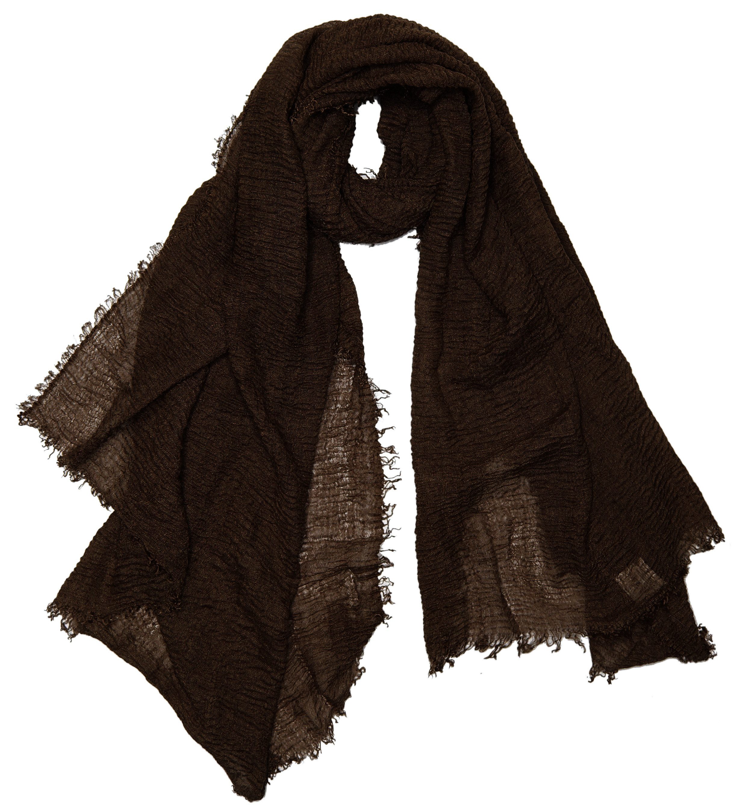 dy_mode Modeschal Damen Schal in Unifarben Halstuch Schultertuch Weicher Stoff, feine Fransen