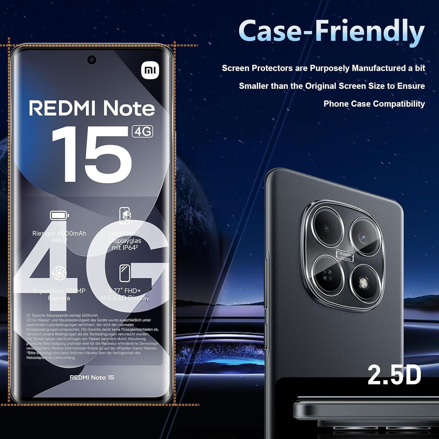 MSM Displayschutzglas 2X 3D Schutzglas (Display + Kamera) für Xiaomi Redmi Note 15 4G 9H – Bild 2 von 5