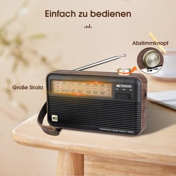 Retekess TR614 Retro-Radio FM/MW/SW für ältere Menschen für Ostergeschenk UKW-Radio (Kurzwellenradio Tragbares Radio, Ausgestattet mit 1200mAh Akku)