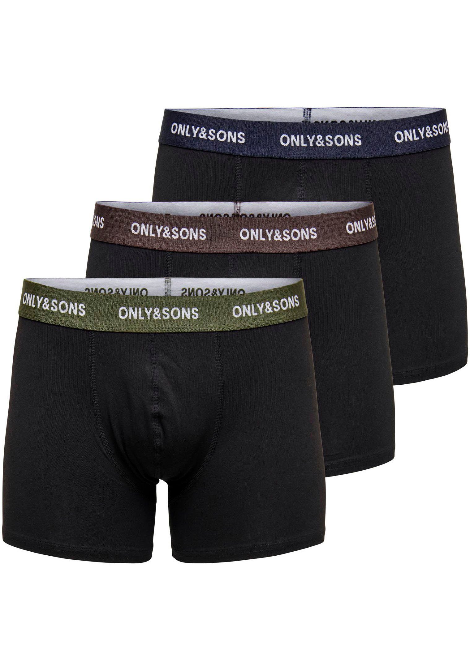& TRUNK DEEP ONSFITZ WAISTBAND BLACK SONS Trunk (Packung, 3PACK3854 LG SOLID ONLY NOOS Black 3-St)