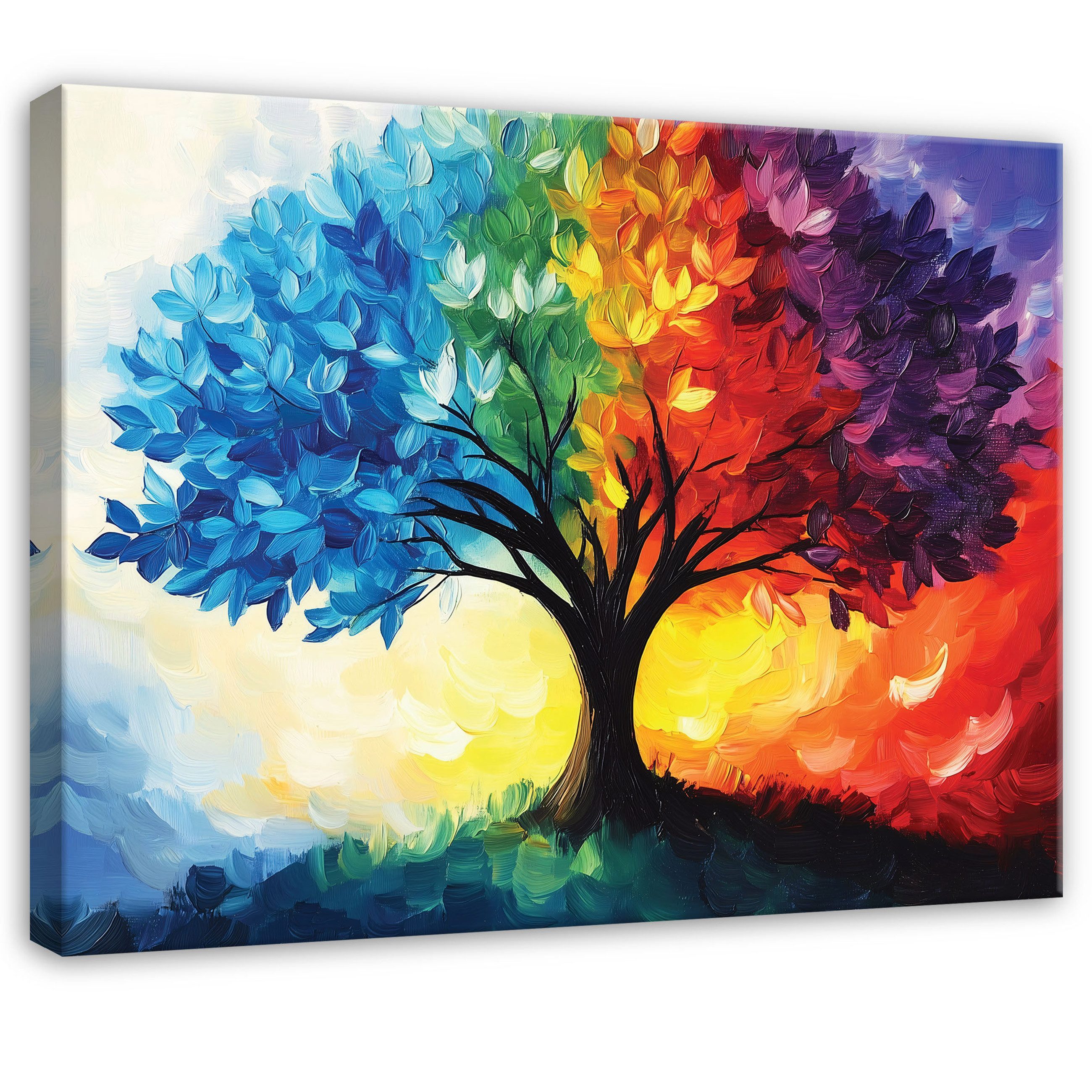 Leinwandbild Abstrakt Bunt Baum Blätter Modern Wandbilder Wand Deko XXL Bilder