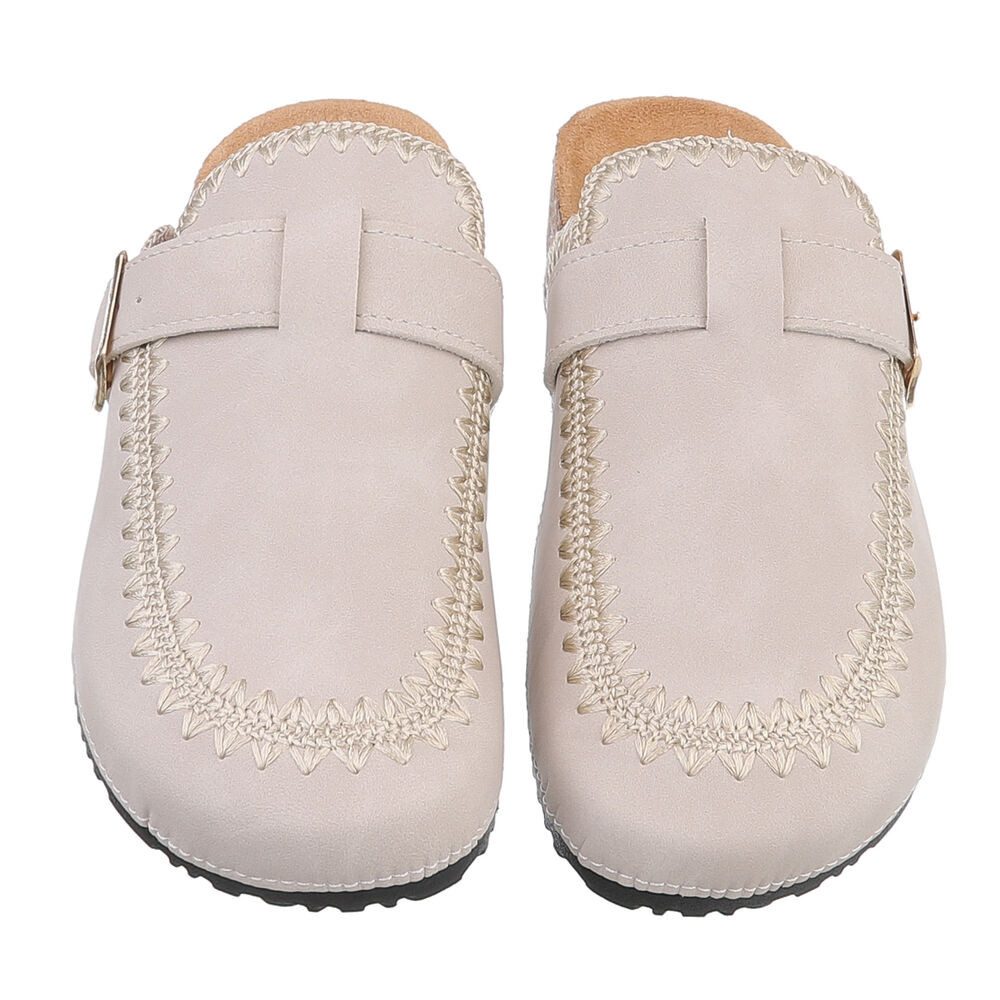 Ital-Design Damen Mules Freizeit Pantolette (88930351) Flach Pantoletten in Beige – Bild 4 von 5
