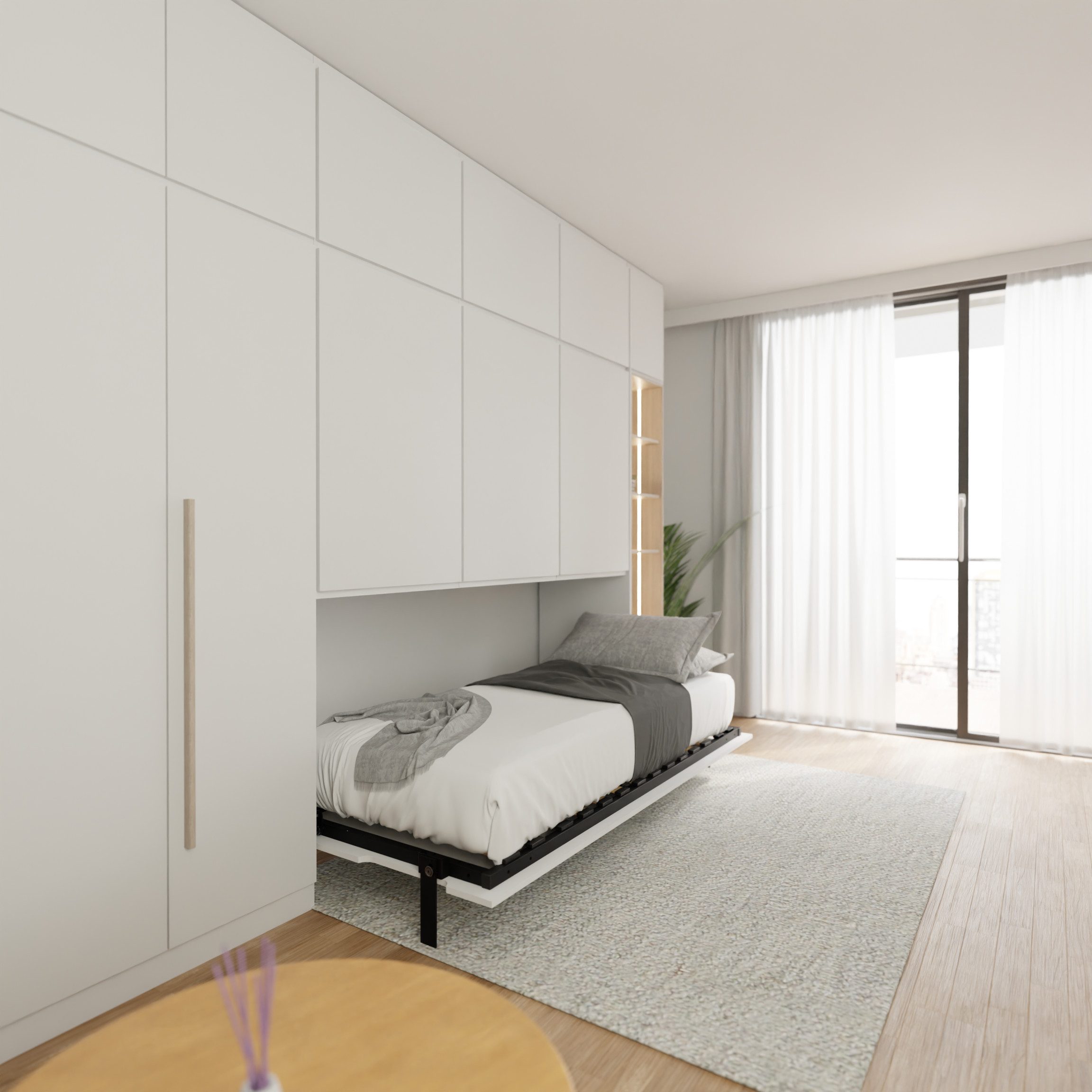 WallBedKing Schrankbett Morphy Schrankbett Integrated-Wandbett-Rahmen – Modulares - Horizontal