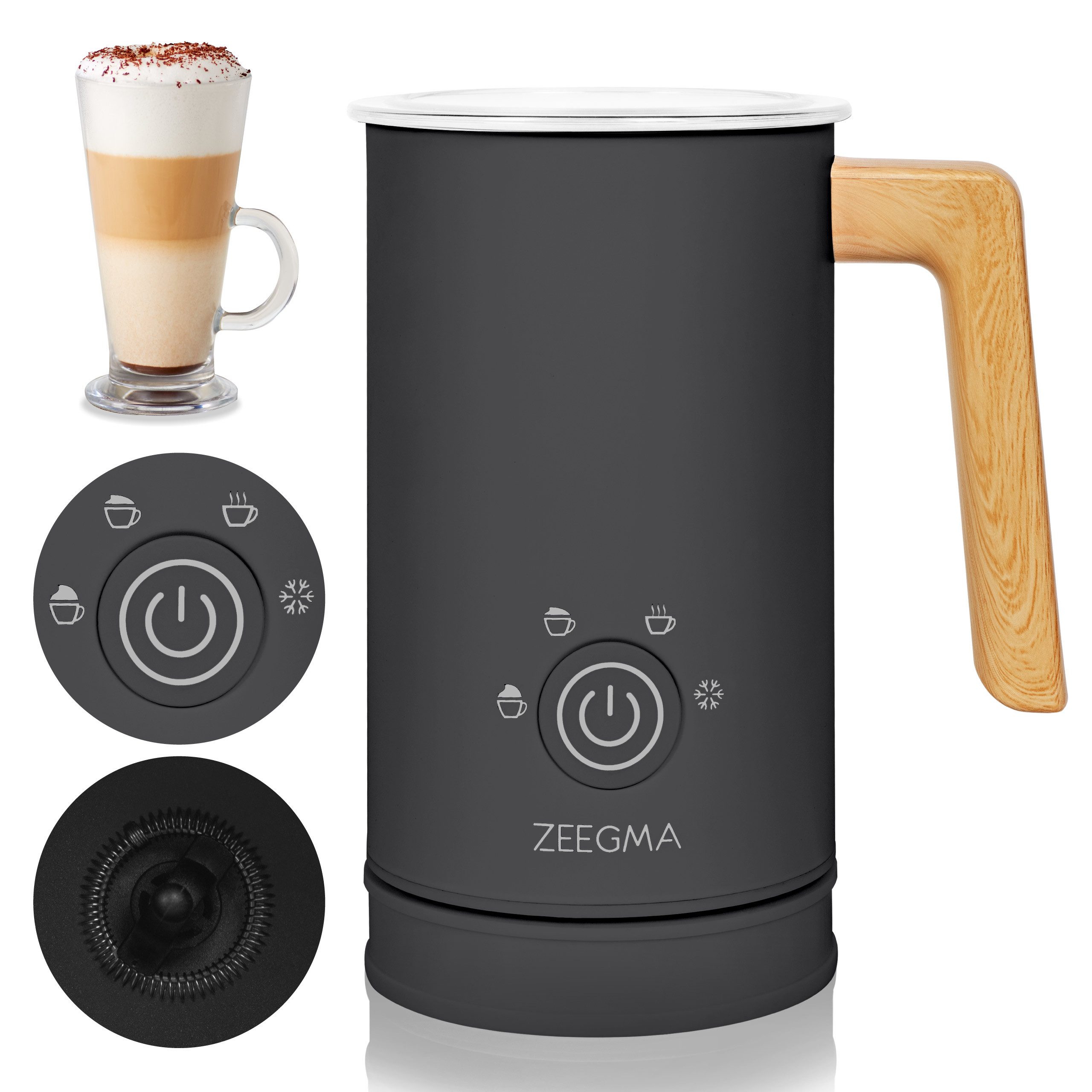 Zeegma Milchaufschäumer MILKEE, 500,00 W, 4 Modi: Heiß- und Kaltschäumen/Touch-Bedienfeld/500 W