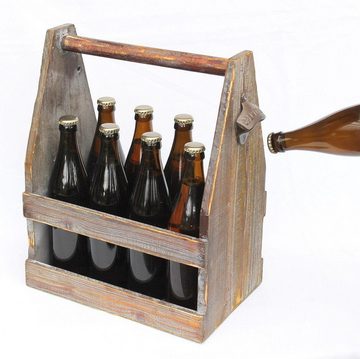 DanDiBo Flaschenkorb Bierträger mit Flaschenöffner 5087 Bierkiste aus Holz 38 cm Flaschenträger