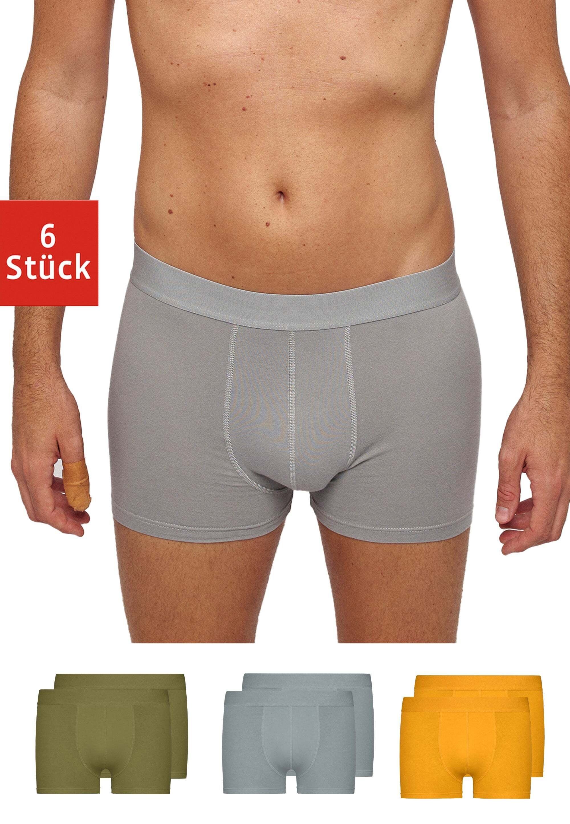 Unterhosen ohne aus Bio-Baumwolle, Männer kratzenden Zettel Boxershorts (6-St) SNOCKS Enge ohne Mix(Gelb/Olive/Hellgrau) Logo Herren