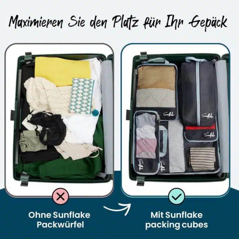 Sunflake Kofferorganizer Kompressions-Packwürfel / Kompressionswürfel 6 Stück (6-tlg)