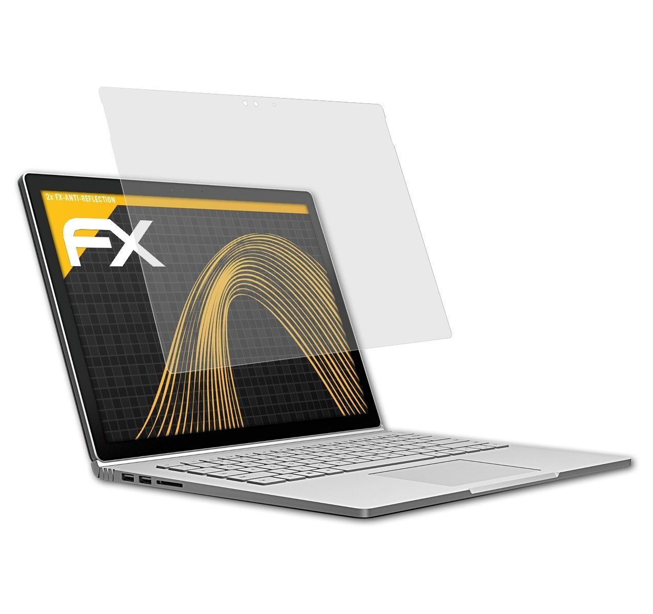 atFoliX Schutzfolie für Microsoft Surface Book, (2 Folien), Entspiegelnd  und stoßdämpfend