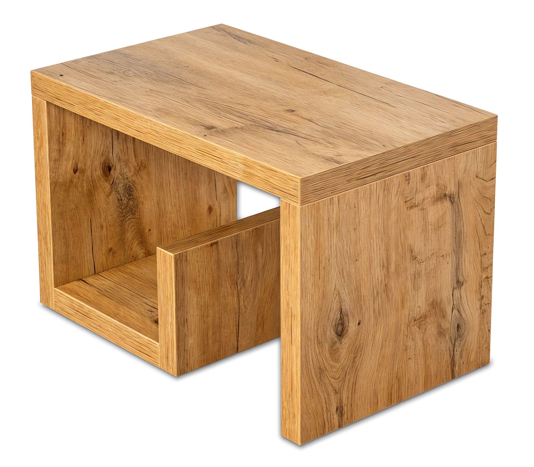 Levandeo® Couchtisch, levandeo Couchtisch Gustav Holz 59x36x36cm Wildeiche Beistelltisch