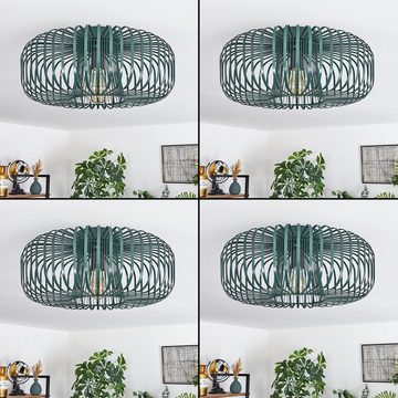 hofstein Deckenleuchte runde Deckenlampe aus Metall in Grün, ohne Leuchtmittel, Retro-Leuchte mit Lichteffekt durch Gitter-Optik, Ø 40cm, E27-Fassung.