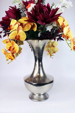 Arnusa Dekovase Vase Blumenvase Aluminium Metall 50 cm Bodenvase Pokalvase hoch, elegante Dekoration silber