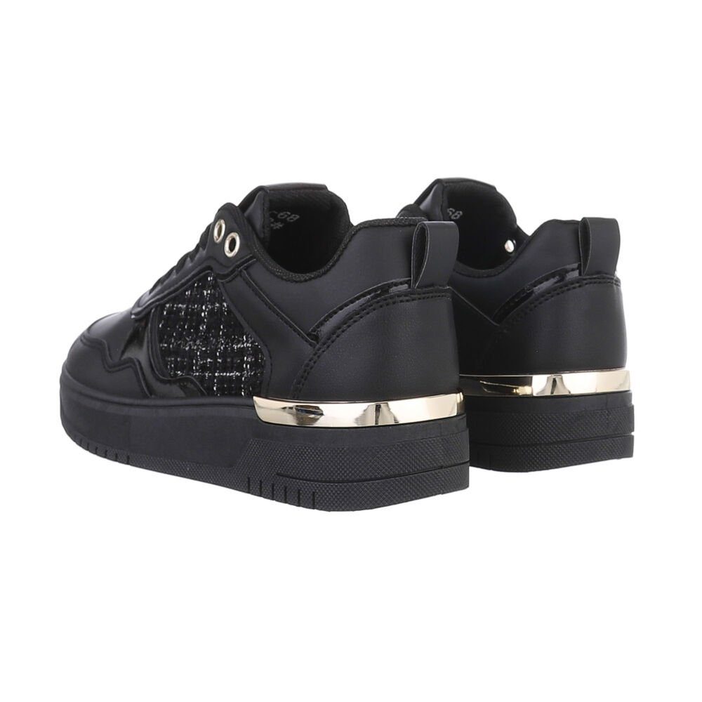 Ital-Design Damen Low-Top Freizeit Sneaker (85878448) Flach Sneakers Low in Schwarz