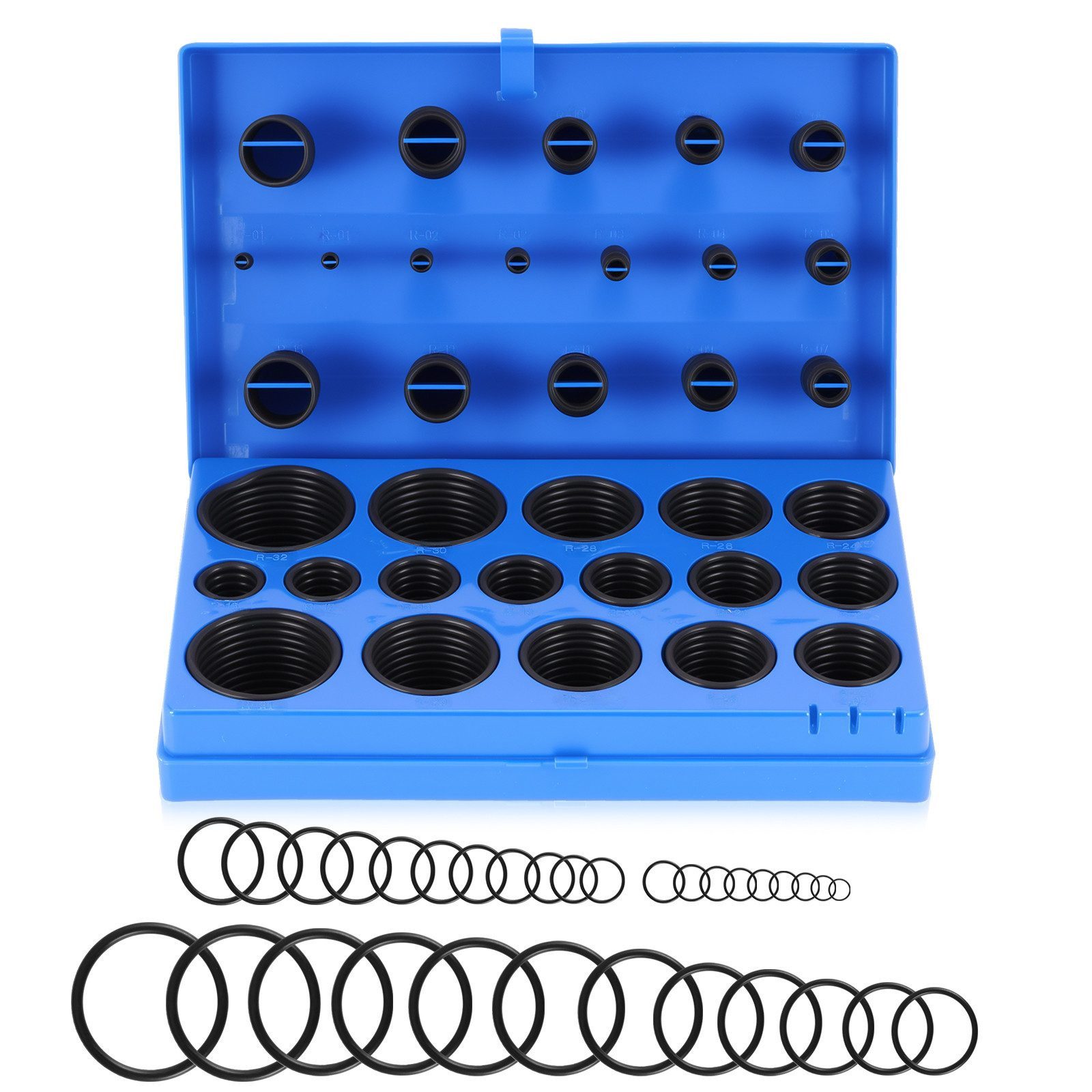 BlingBin Dichtungsring 419 pcs Gummi O Ringe Kit Dichtung Dichtring Set - Öl, UV, Hitze (1er Set, 419-St., 419 Stück), 3-50 mm Durchmesser für Klempner Mechanik Werkstatt