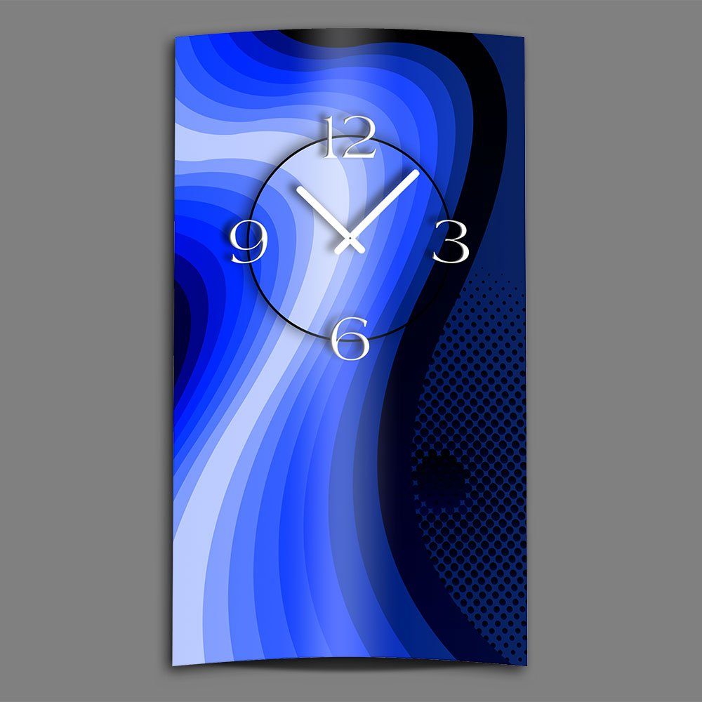 dixtime Wanduhr Abstrakt Retro blau Designer Wanduhr modernes Wanduhren Design leise (Einzigartige 3D-Optik aus 4mm Alu-Dibond)