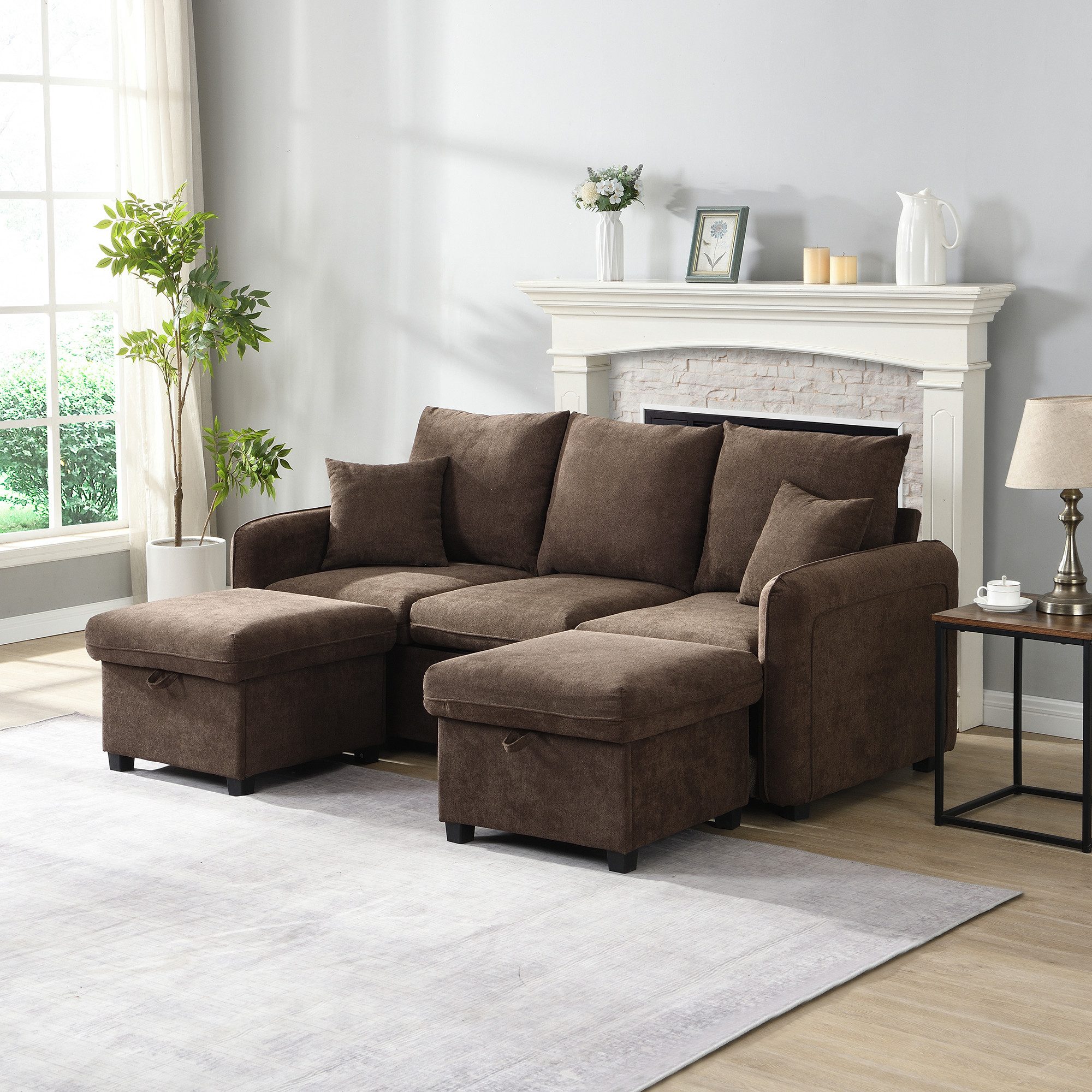 STILVORA Ecksofa mit Stauraum,3 sitzer-Ecksofa l-form in Cord,couch mit sch günstig online kaufen