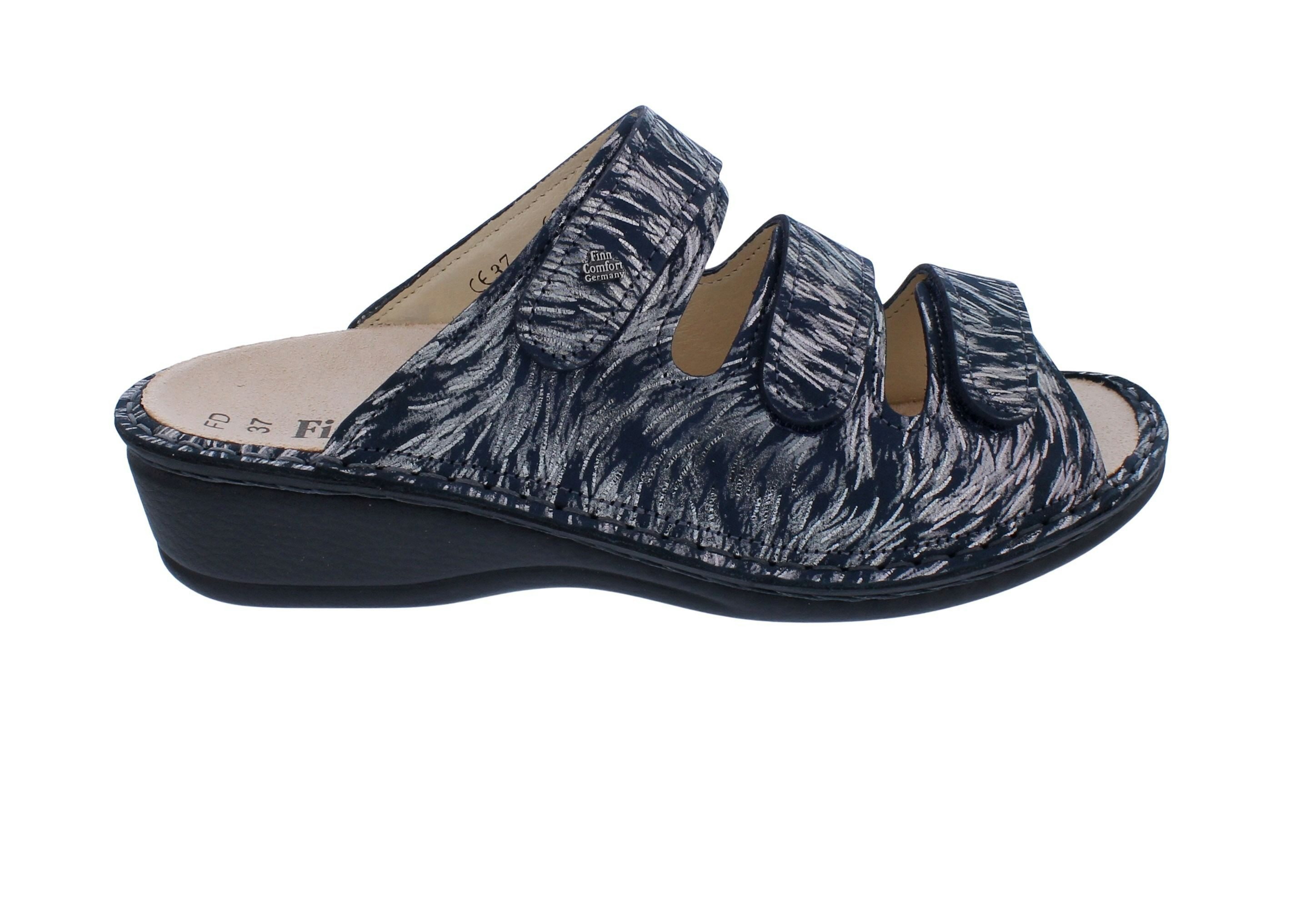 Finn Comfort Finn Comfort Pantolette Pisa 2501-853210, Blau - Silber, Nubukleder mi Pantolette