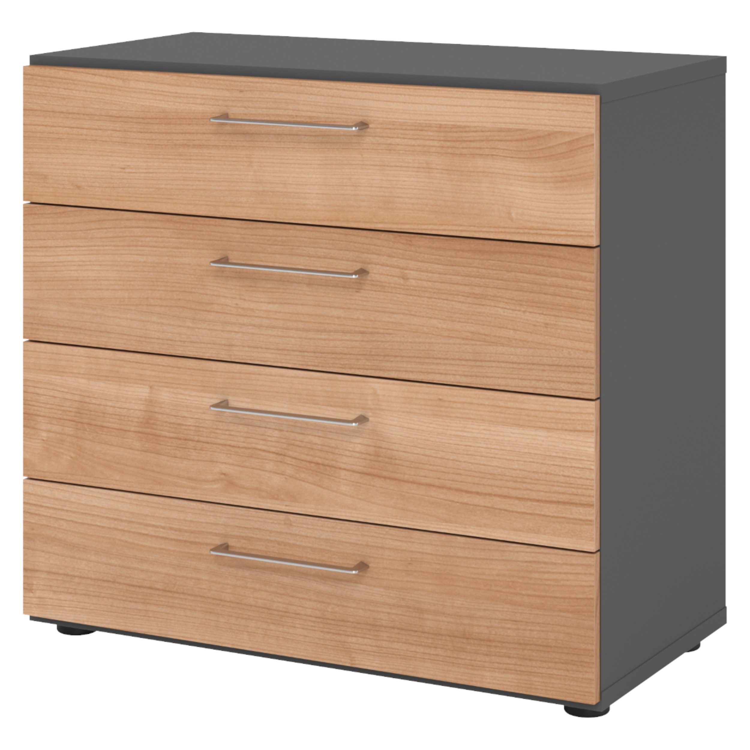 bümö Aktenschrank smart Schubladen Schrank - 4 Schübe Dekor: Graphit/Nussbaum