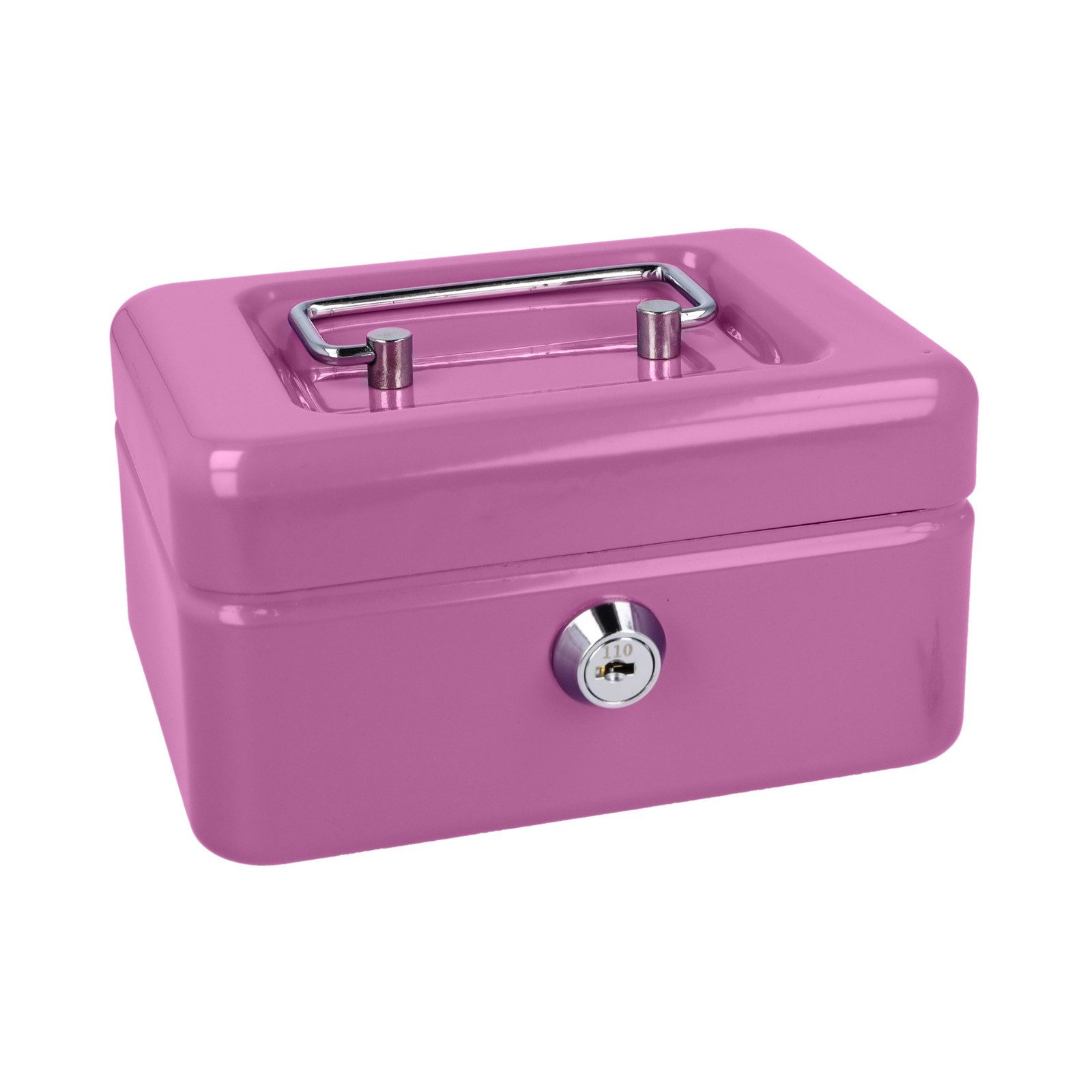 WESTCOTT Geldkassette abschließbar kompakt 15cm Lilac, Münzeinlage, 2 Schlüssel, Einlage für Münzen mit 6 Fächern