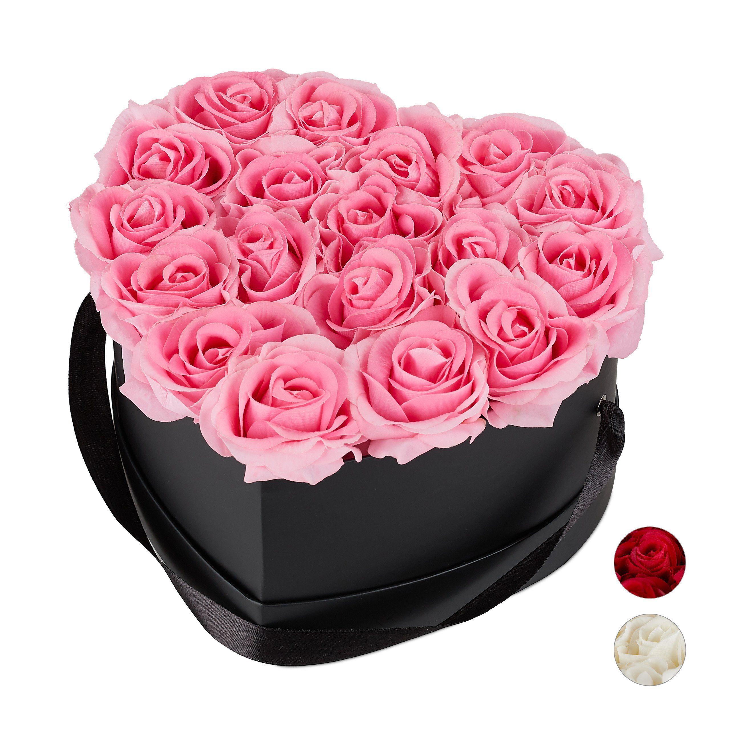 Gestecke »Schwarze Rosenbox Herz 18 Rosen«, relaxdays, Höhe 13 cm, Weiß  online kaufen | OTTO