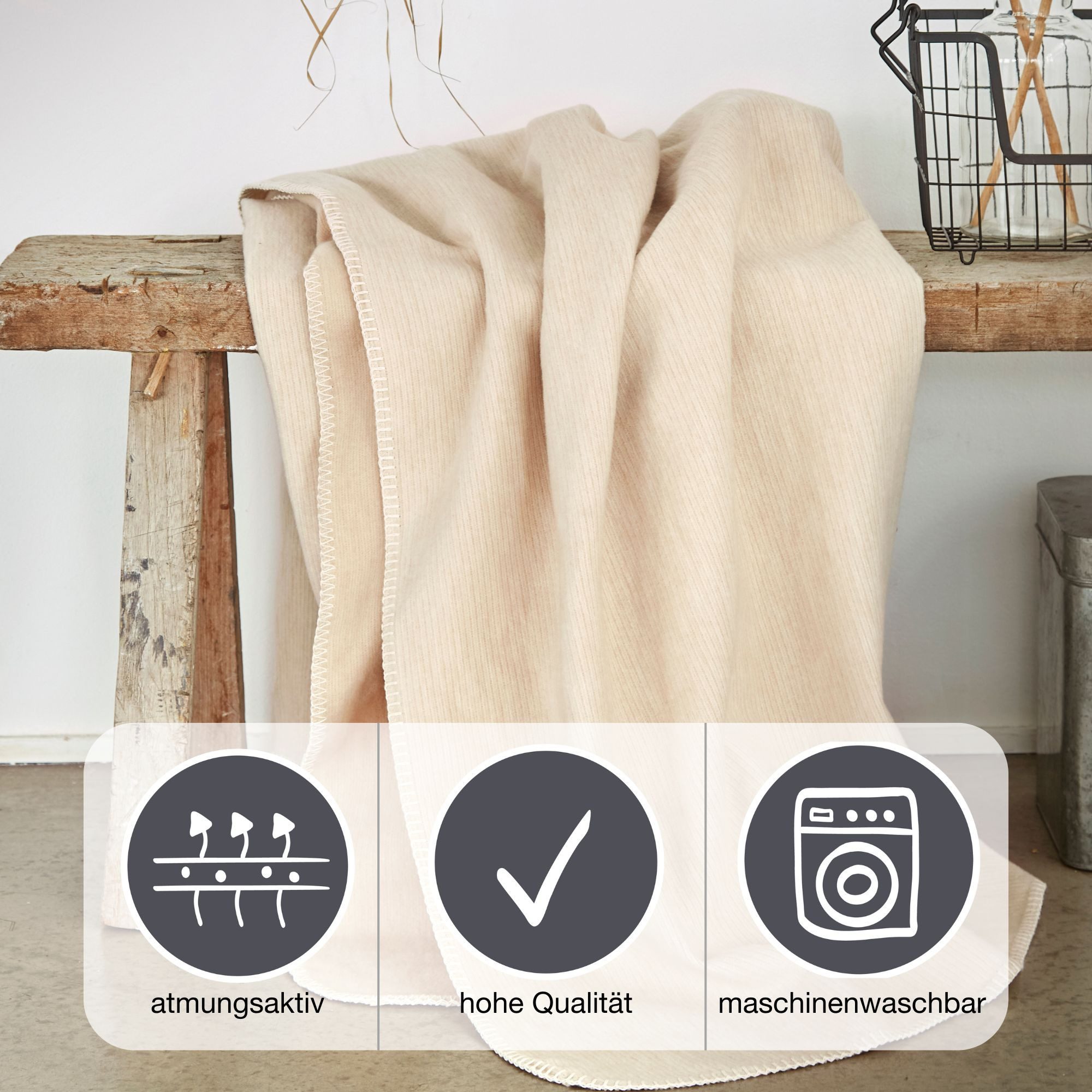 Wohndecke Wohndecke Lausanne, IBENA, in schlichtem Melange-Look