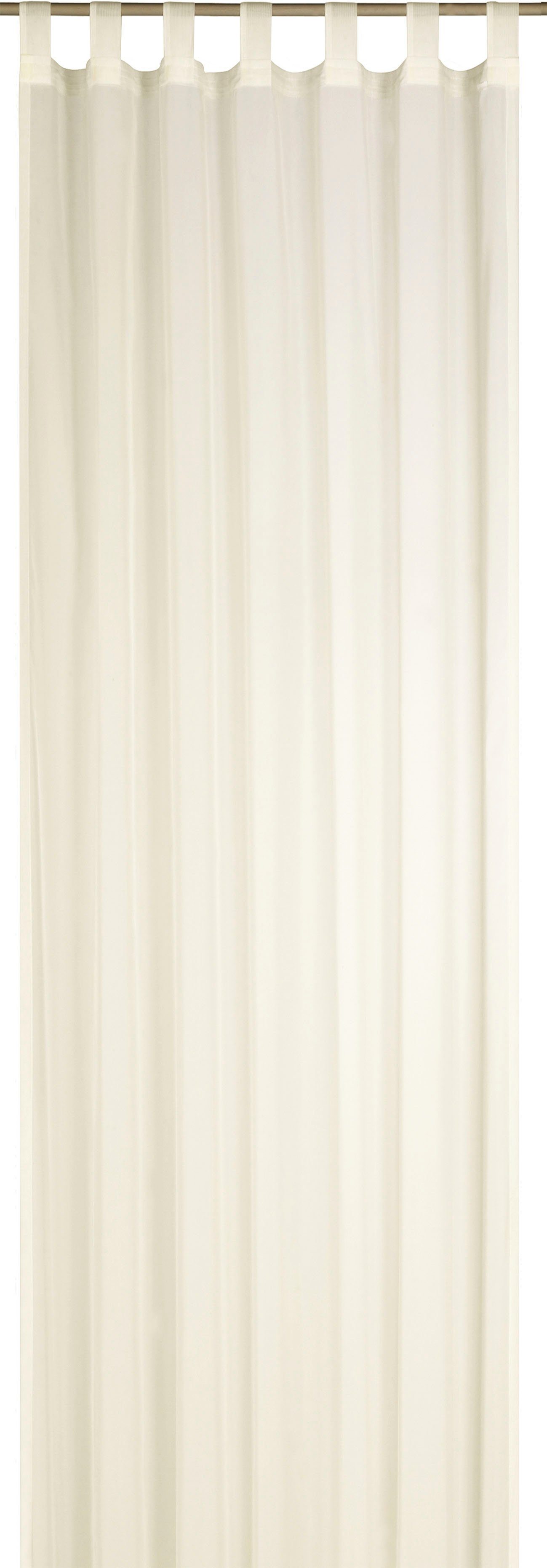 (1 Kräuselband Schlaufenschal Schlaufen transparent Sevilla, cm für beige Gardine Voile, Wohnzimmer, mit halbtransparent, St), 300x140 ELBERSDRUCKE,