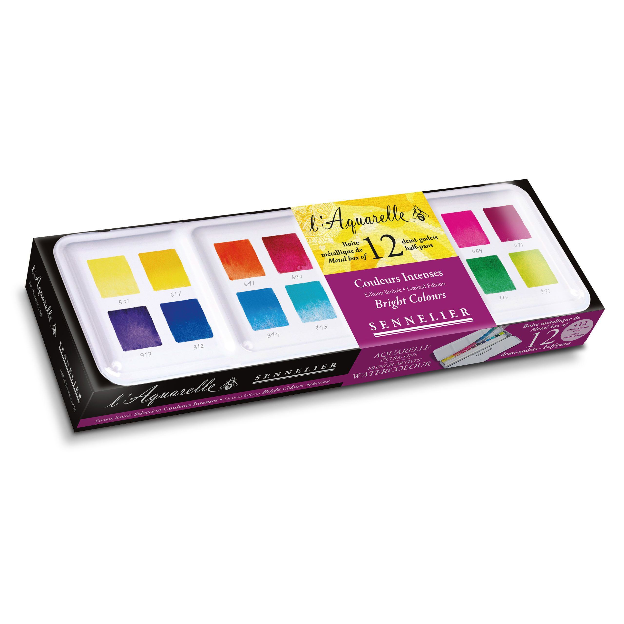 SENNELIER Aquarellfarbe Aquarellfarben - Kräftige Farben 12 halbe Näpfchen N131613.02