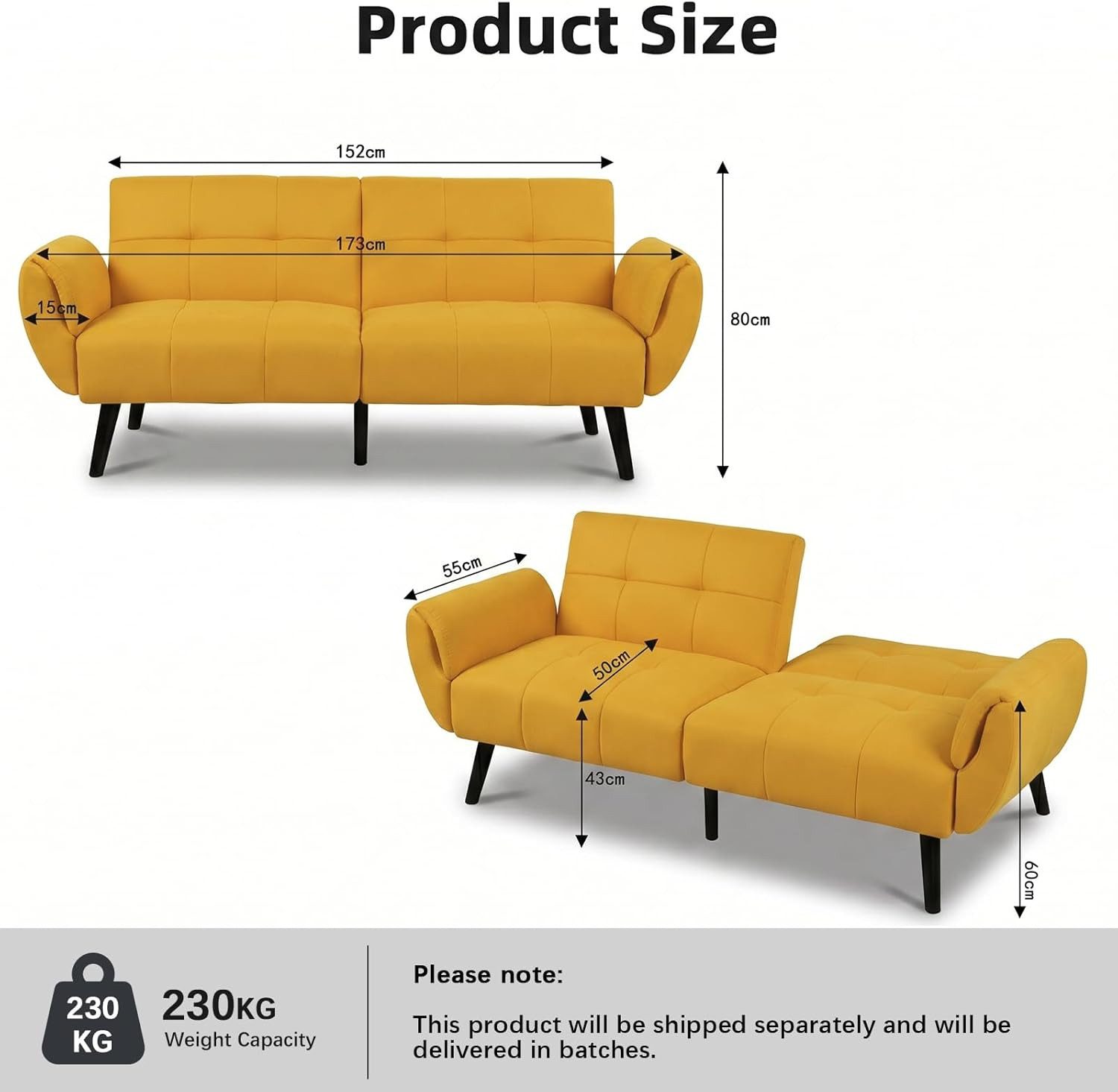 Jiexi 3-Sitzer Sofa Mit Schlaffunktion, Klappsofa Sofa 3 Sitzer, Geeignet Wohnzimmer