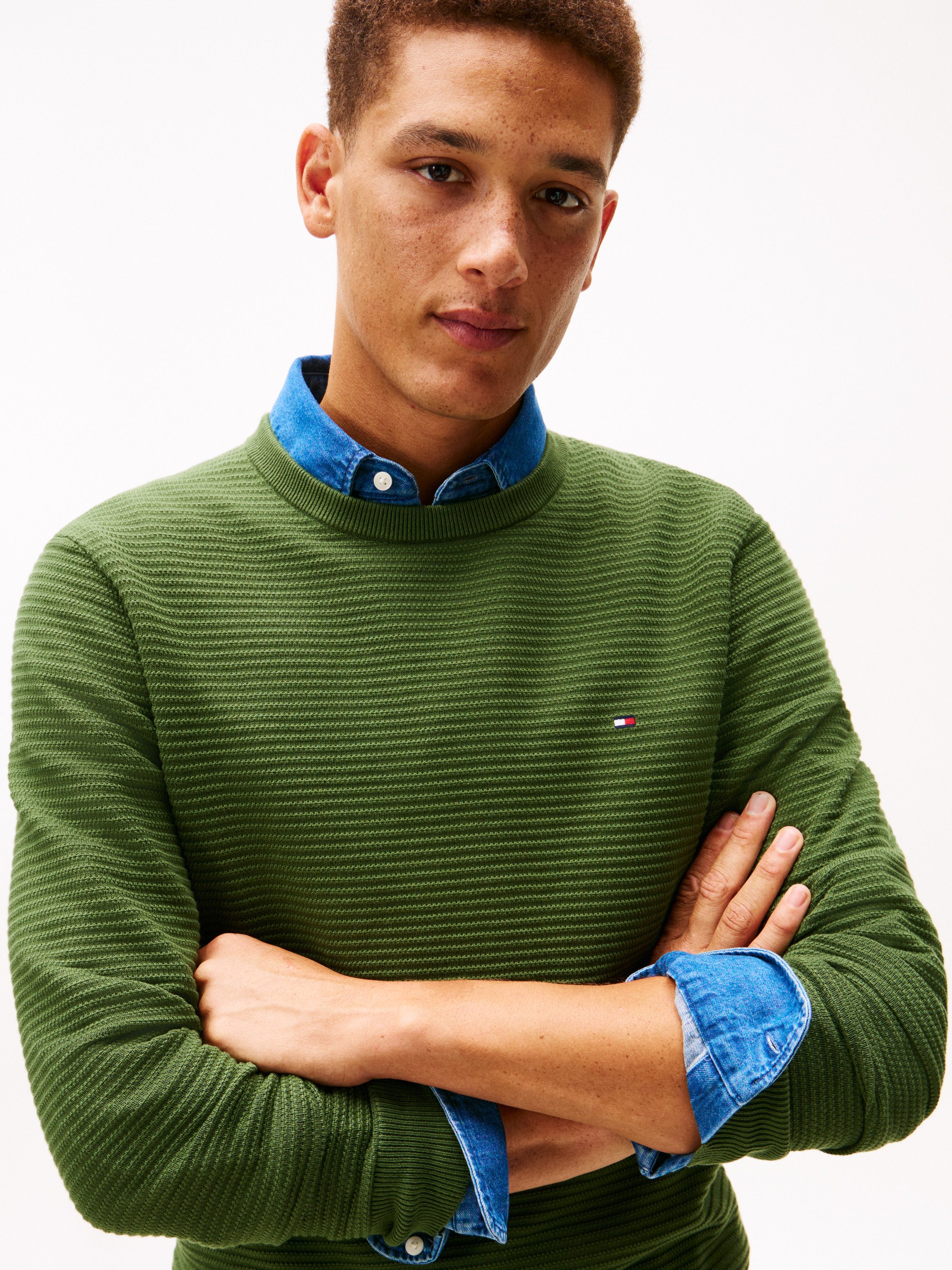 Tommy Hilfiger Rundhalspullover SEASONAL STRUCTURE mit Struktur, Rundhals, regular fit