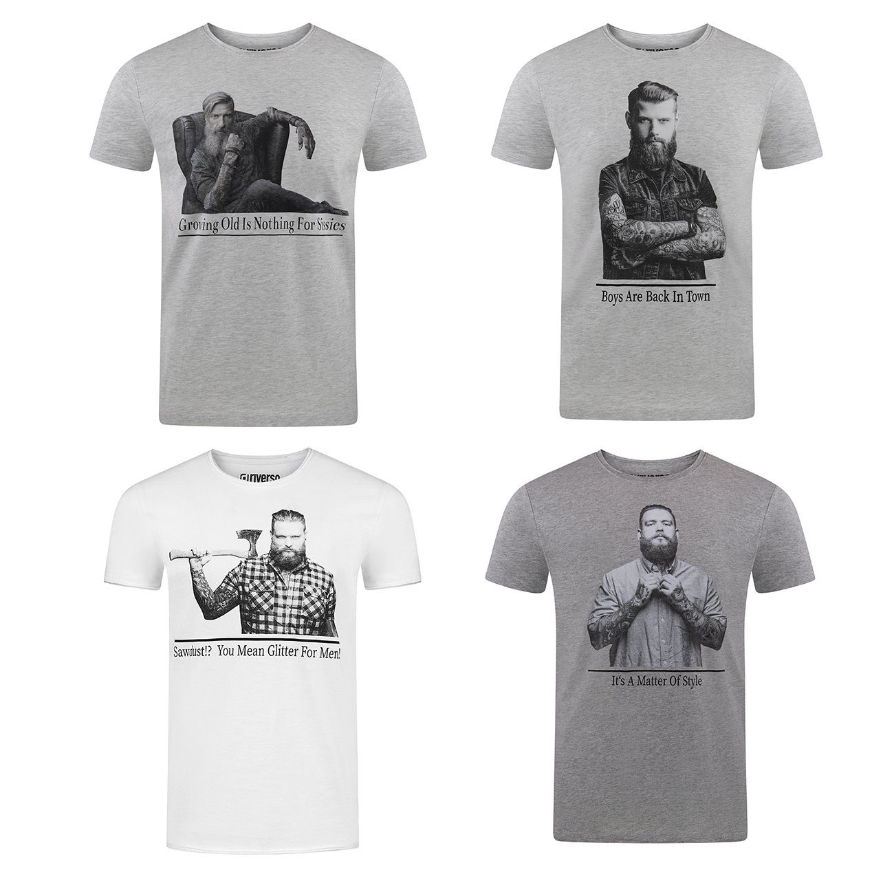 riverso T-Shirt Herren Fotoprintshirt RIVHarald Regular Fit (4-tlg) Kurzarm Tee Shirt mit Rundhalsausschnitt aus 100% Baumwolle Farbmix 2