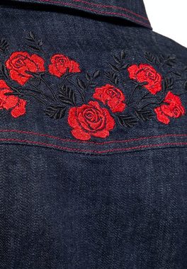 QueenKerosin Overall Roses mit floraler Stickerei im Western Stil