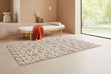 Teppich »Askja«, LeGer Home by Lena Gercke, rechteckig, Höhe: 18 mm, mit Woll-Look, Hoch-Tief Effekt, Teppich im Boho Stil