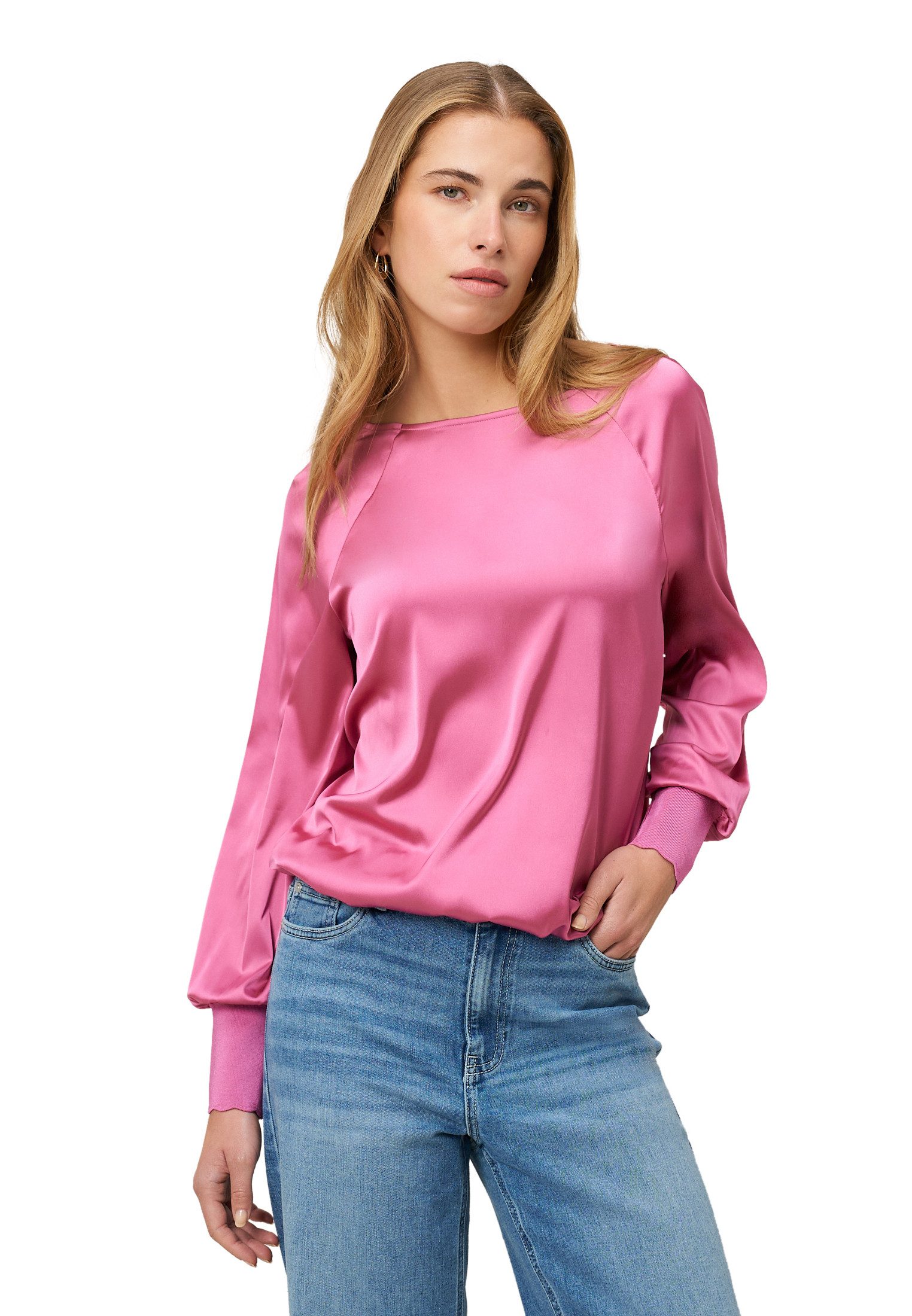 Zero Satinbluse Damen mit Strickbündchen