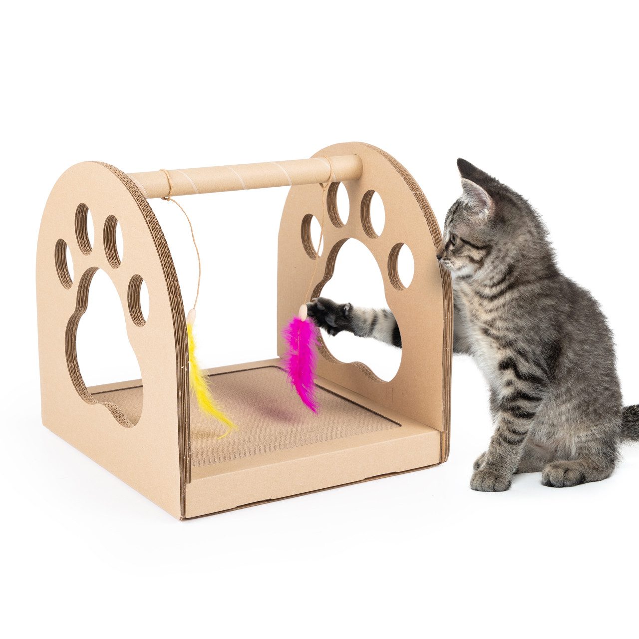 Canadian Cat Company Tier-Intelligenzspielzeug Kratzpappe, Kratzbrett für Katzen, TIMBER, Kratzbrett Fangspiel für Katzen, Krallenwetzen, ca. 35 x 35 x 36 cm