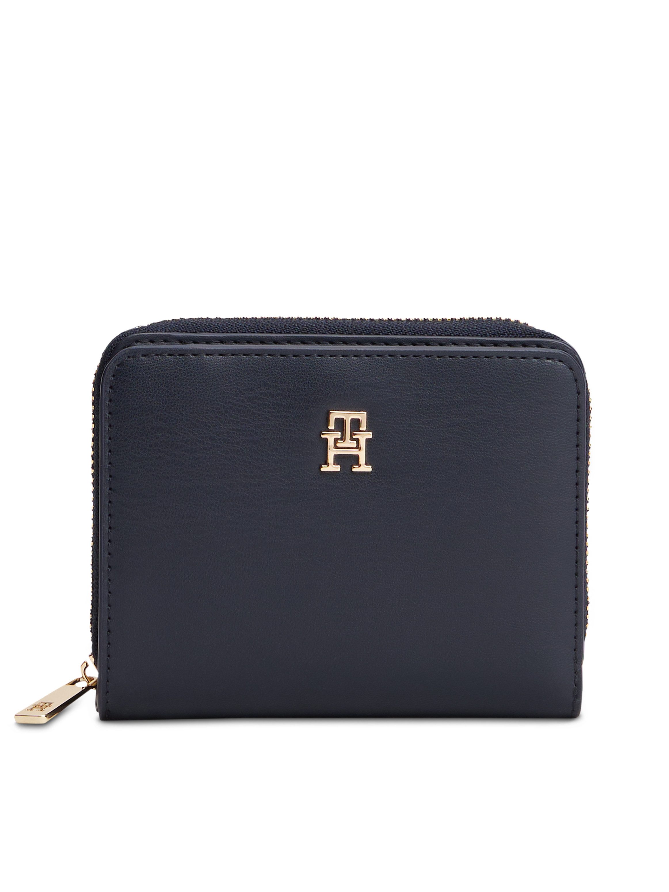 Tommy Hilfiger Geldbörse TH ICON MED ZA FLAP, Damen Geldbeutel, Portemonnai mit edlem TH-Logoemblem
