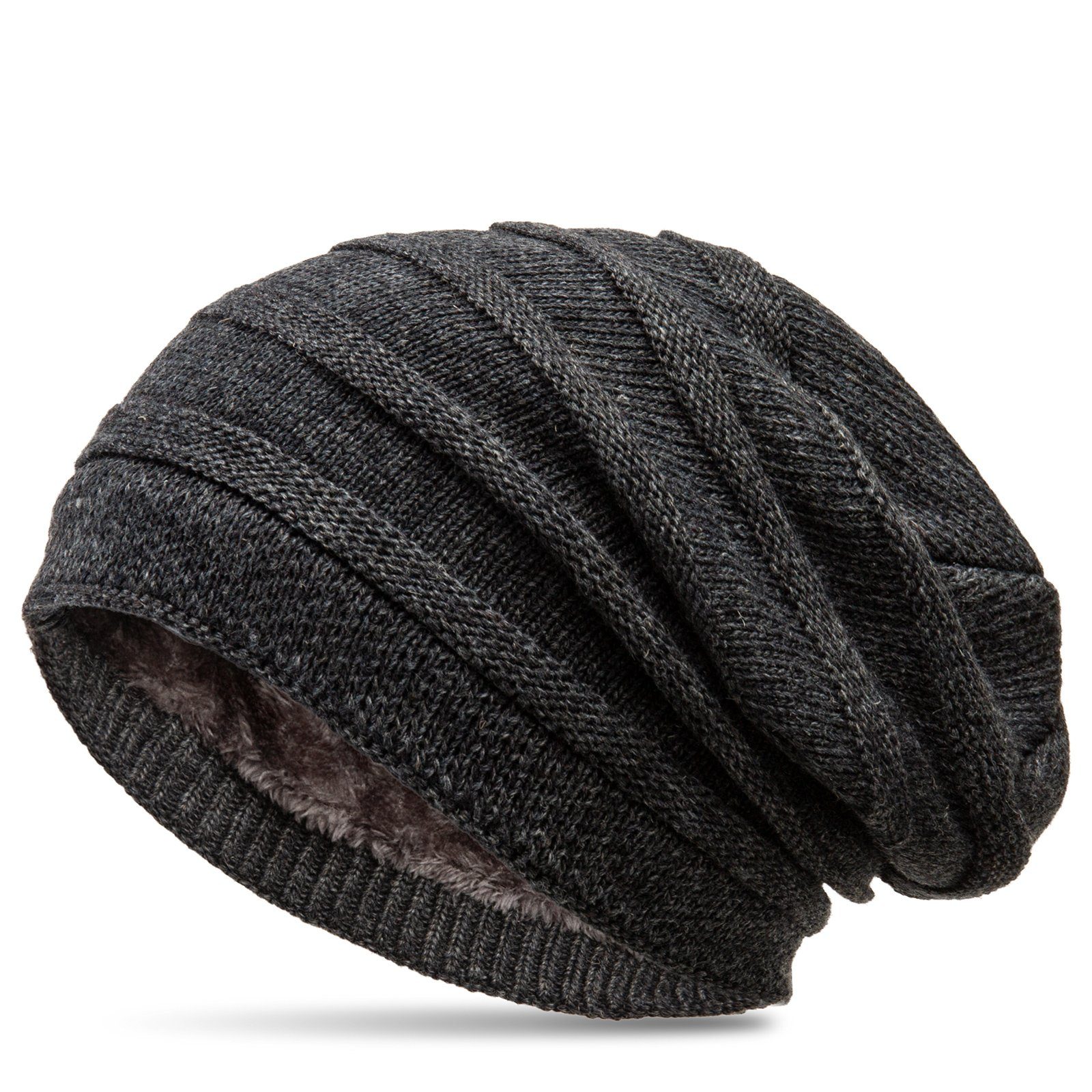Beanie Wintermütze dicke warme Strick Beanie Mütze Fleece Innenfutter - MU202