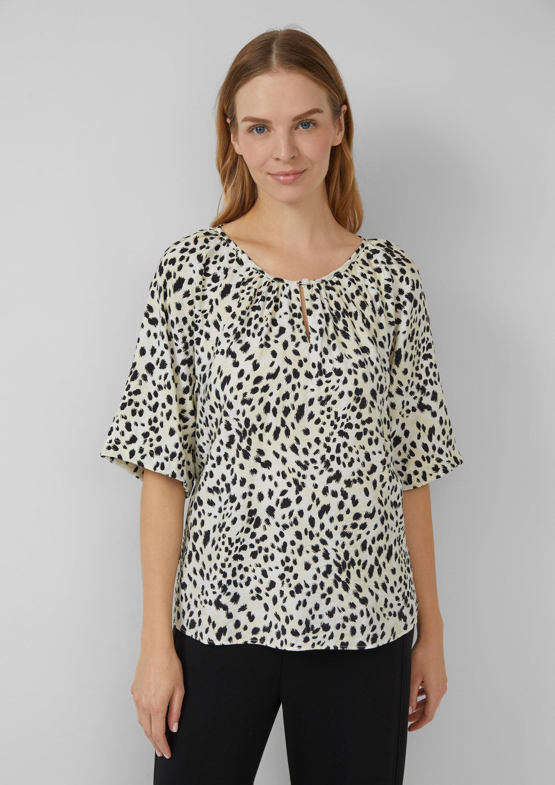 s.Oliver Kurzarmbluse Bluse Strukturierte Bluse aus Viskosemix mit Raffung günstig online kaufen