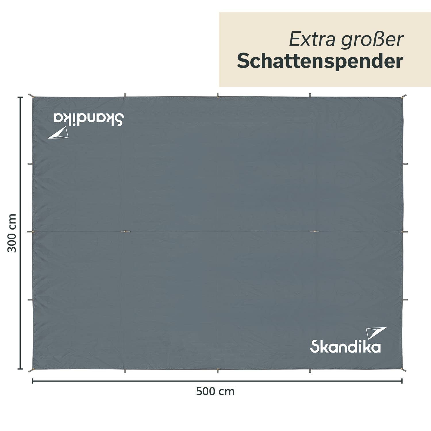 Skandika Sonnensegel XL 5 x 3 m, Sonnenschutz rechteckig, wasserdicht, UPF 50+, (Abspannleinen und Bodennägel, versiegelte Nähte, Tragetasche), 3000 mm Wassersäule, Heringe, Regenschutz für Campen, Balkon, Garten