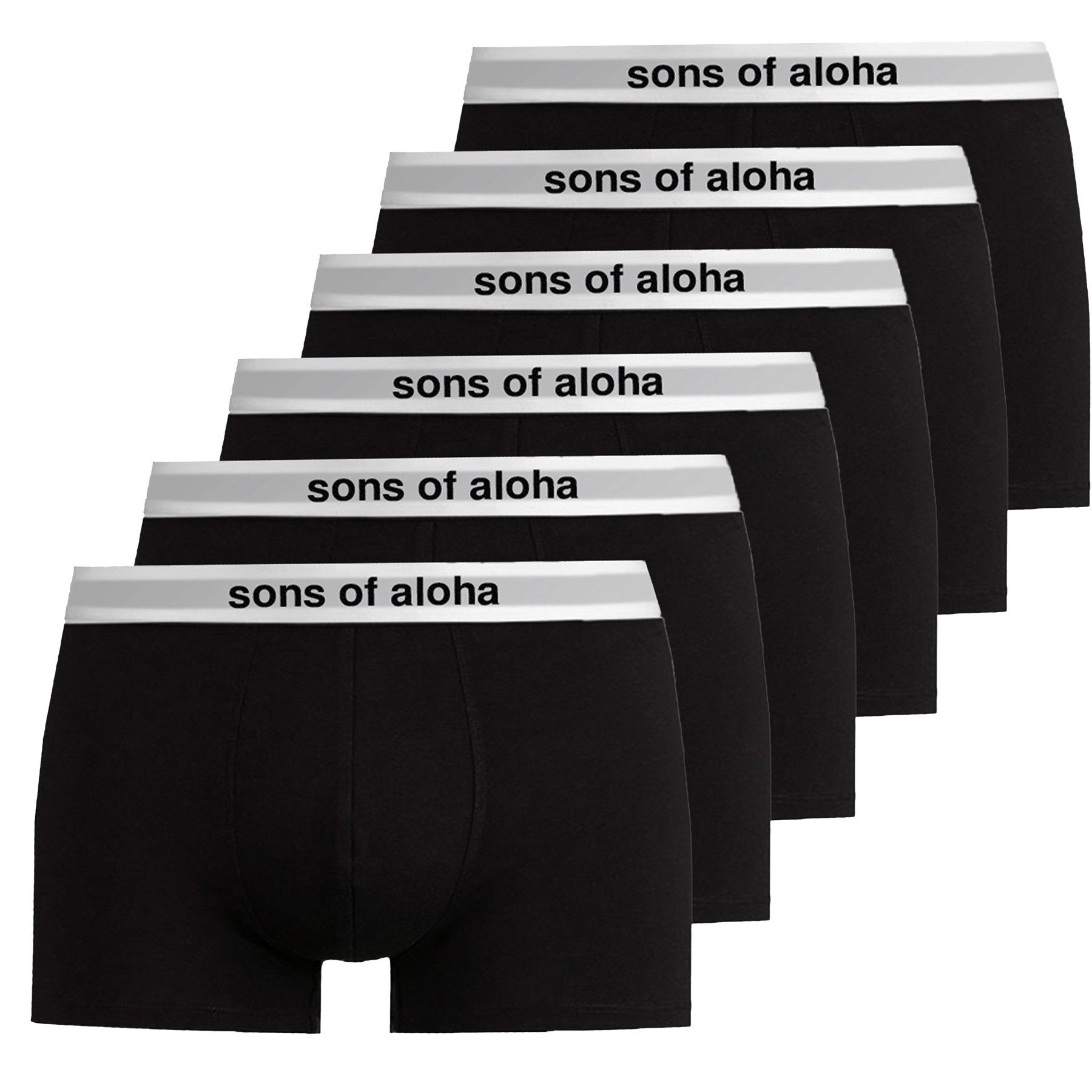 SONS OF ALOHA Boxer Boxershorts SONS OF ALOHA Boxershorts, Unterhose Männer, schwarz mit weißem Bund, M