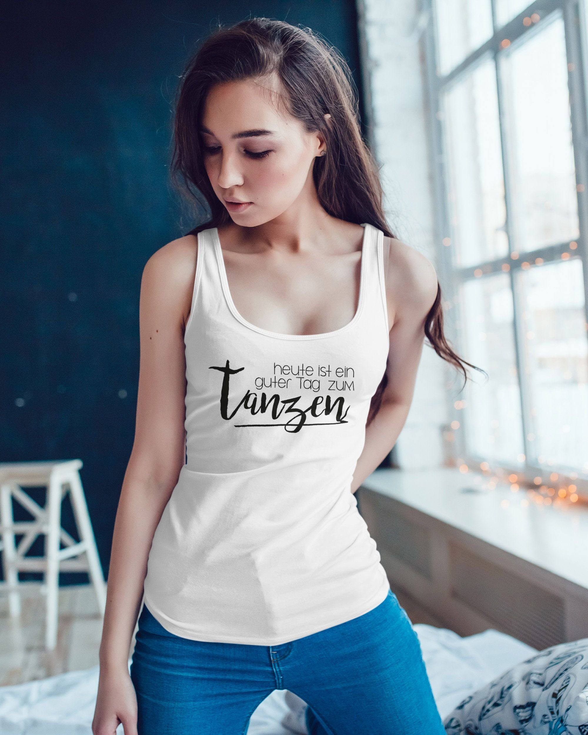 MoonWorks Tanktop Damen Tanktop heute ist ein guter Tag zum tanzen Party Techno feiern Festival Moonworks®