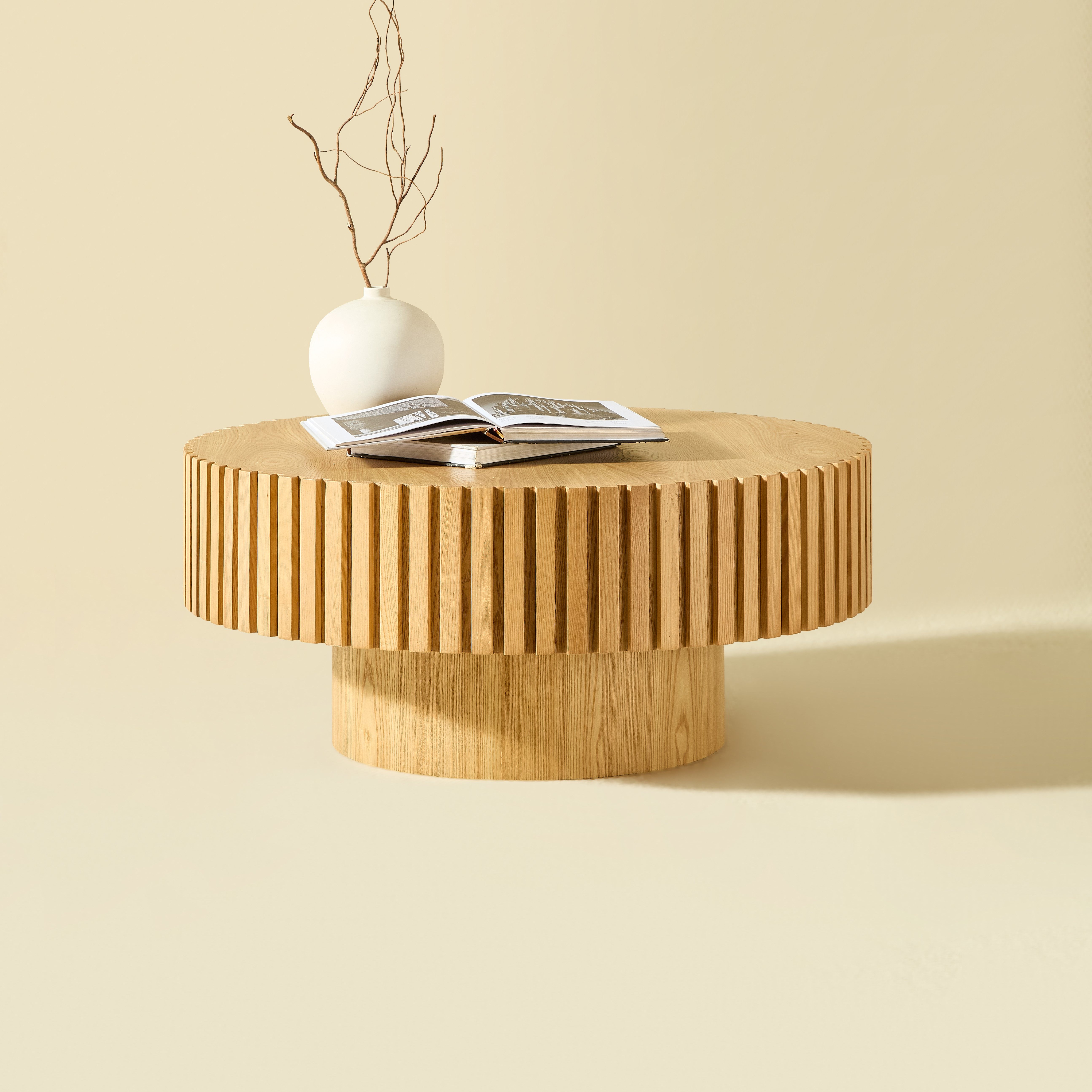 NJLyuhome Couchtisch Beistelltisch Runder Kaffetisch mit Massivholz-Rahmen, günstig online kaufen