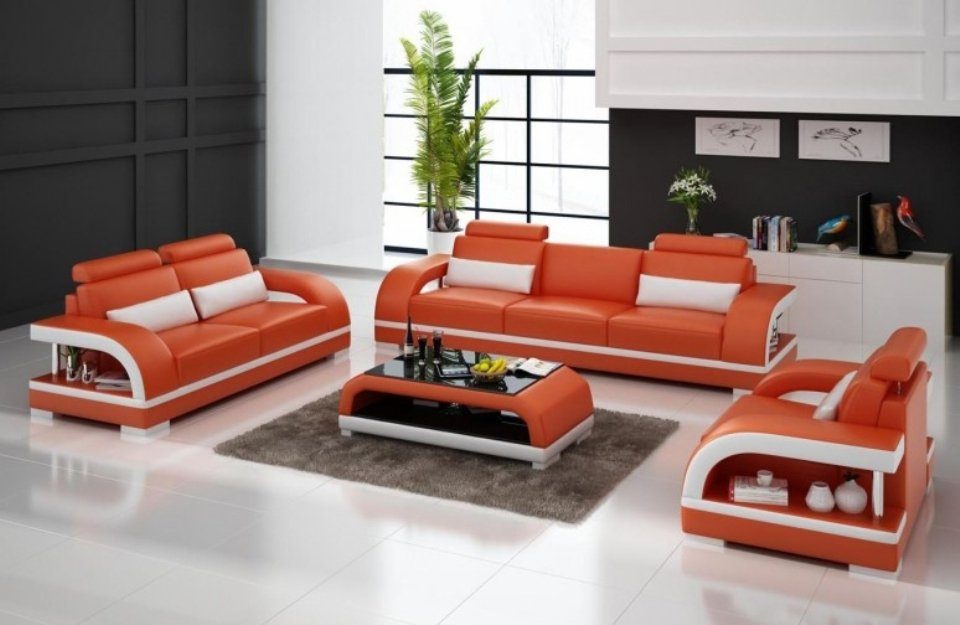 JVmoebel Sofa Couch, Made Sofa Ledersofa Designer in Garnitur Sofagarnitur 3+2+1 Europe Set