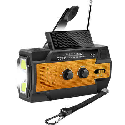 Uniquebella Solarradio, Mobiler Notfall-Dynamoradio Notfallradio (4000 mAh AM / FM, LED dimmbare Taschenlampe, 6 LED Leselampen, SOS-Alarm, Powerbank für Handy, Pad und MP3, wasserfest, Kompakt)