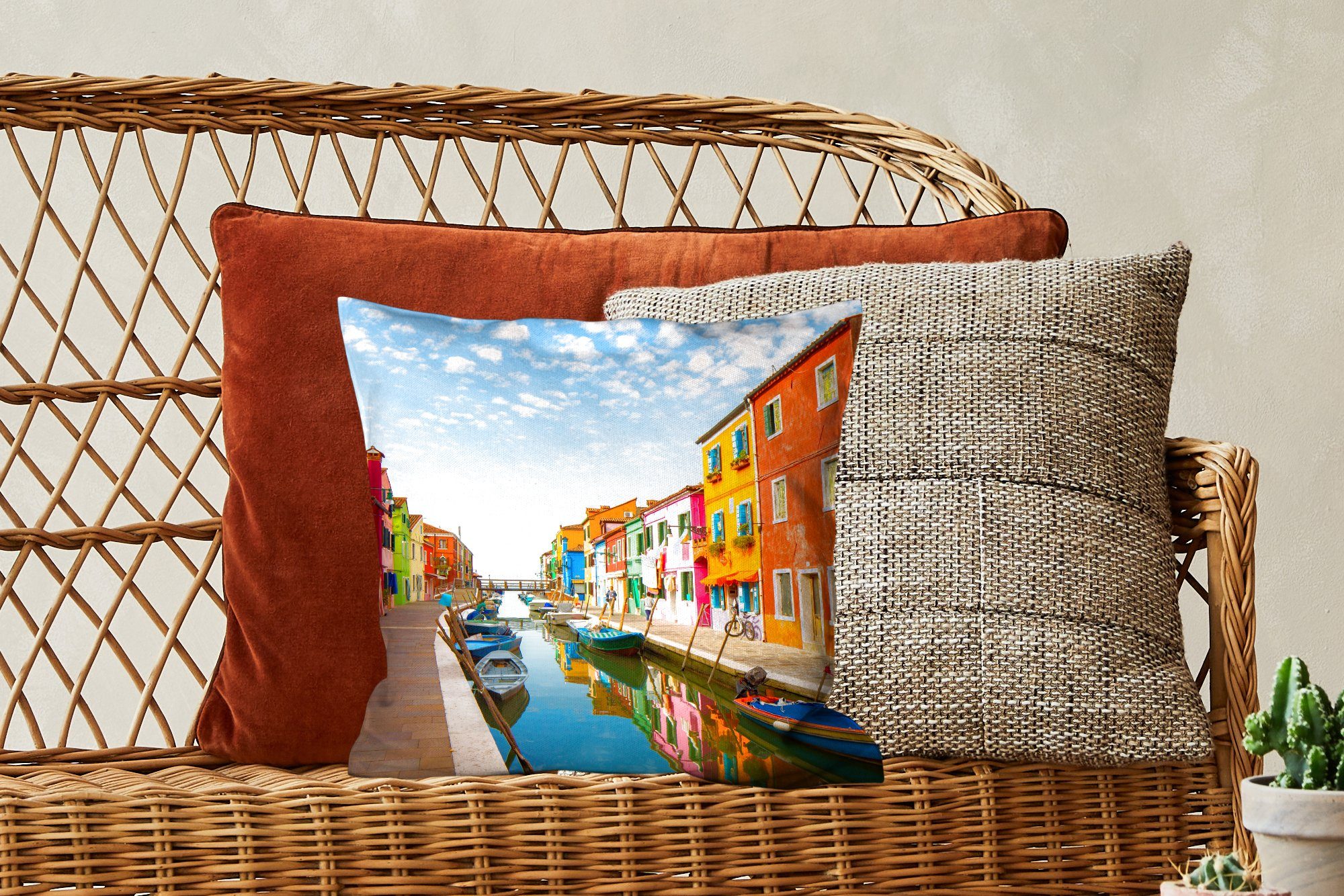 MuchoWow Dekokissen Italien - Häuser Schlafzimmer, Füllung Zierkissen Farben, Wohzimmer, für mit Deko, - Sofakissen