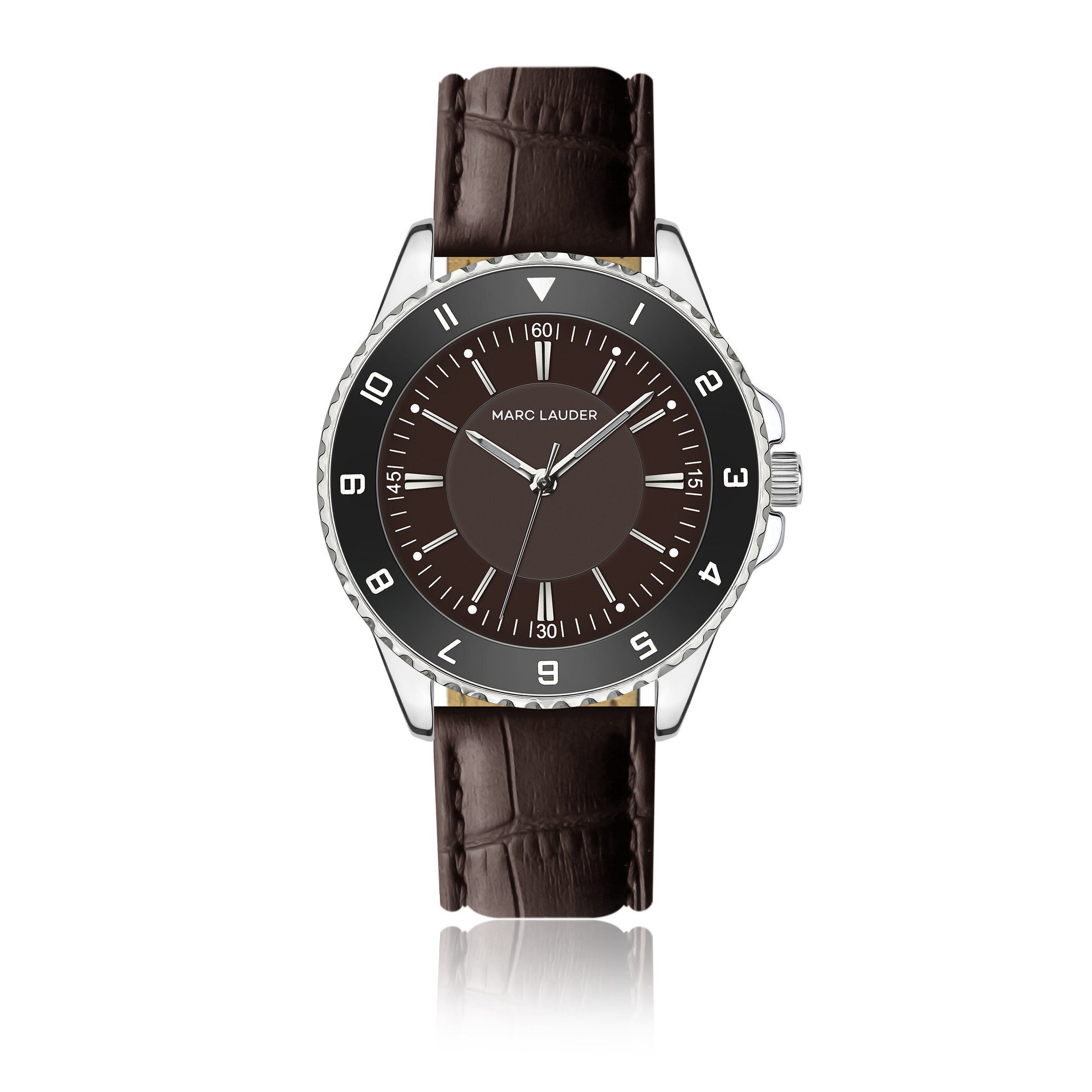 MARC LAUDER Quarzuhr MF2-S080S Lumina Brown Padded and stitched croco