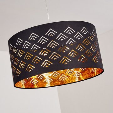 hofstein Hängeleuchte »Faiano« moderne Hängelampe aus Metall/Textil in Schwarz/Gold, ohne Leuchtmittel, Ø40cm, Höhe max. 170cm, E27