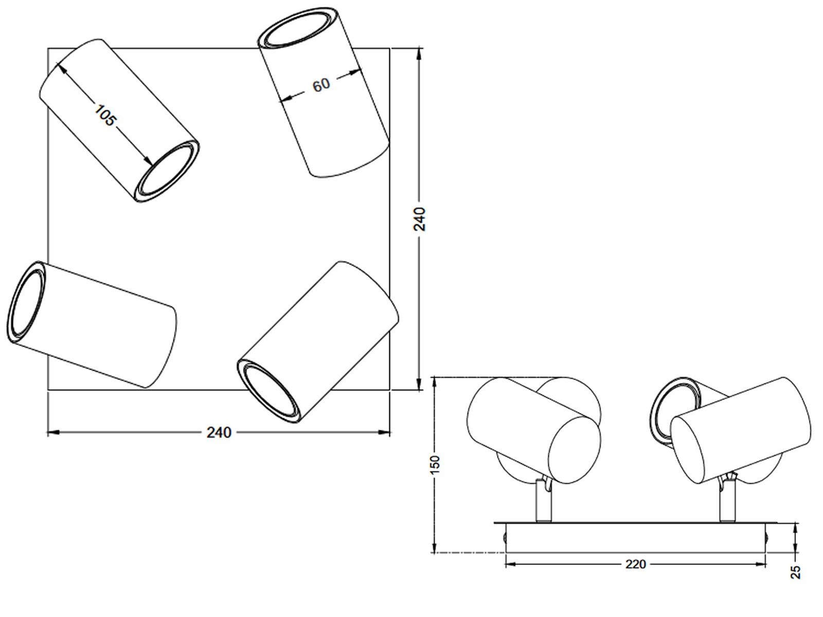 TRIO Leuchten LED Deckenstrahler, Dimmfunktion, LED wechselbar, Warmweiß, kleine Decken-lampe innen, stylische Lichtspots Schwarz Gold-en, Ø24cm