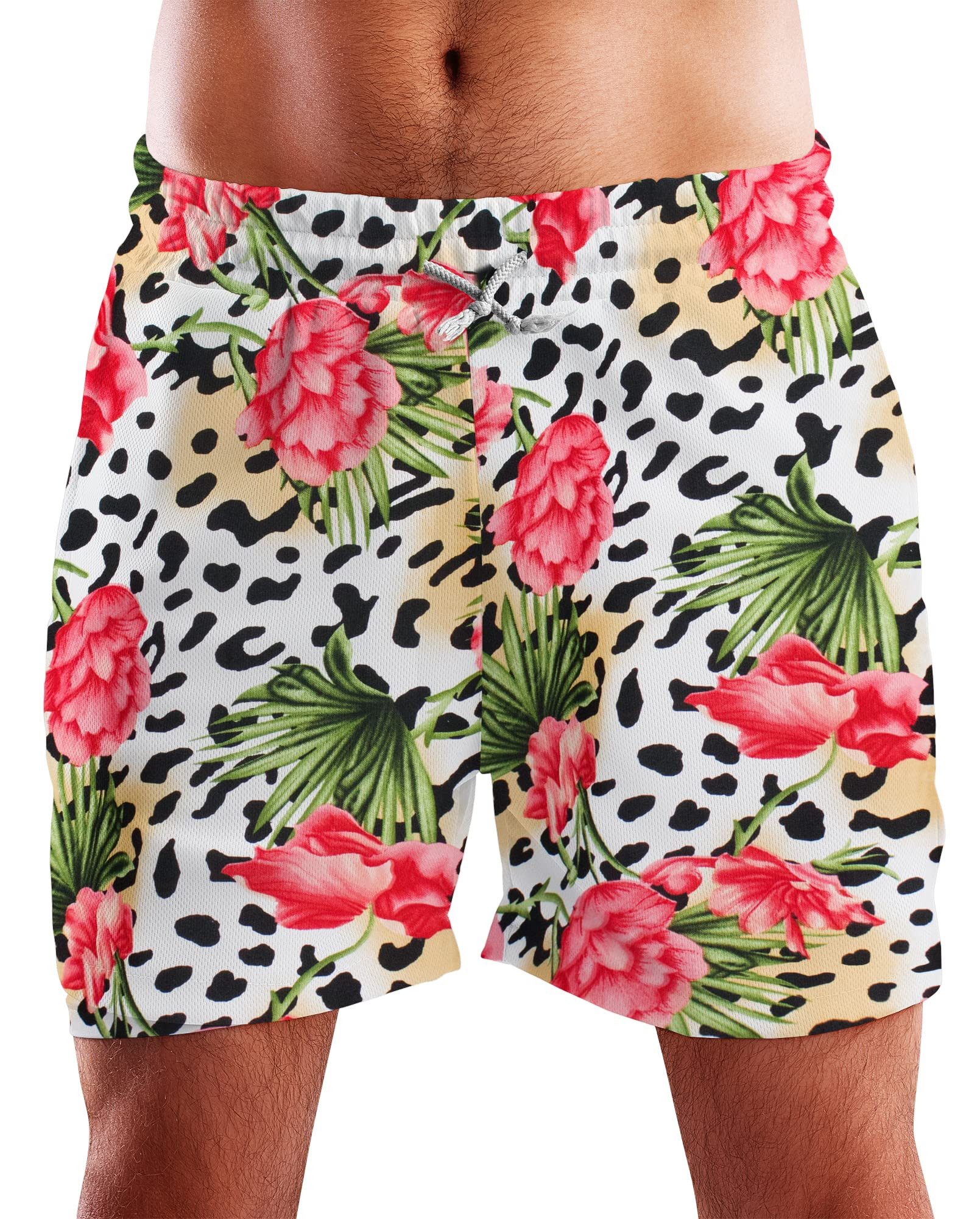 King Kameha Badeshorts Leopard Flowers Hawaii Bade-Shorts Mesh-Einsatz Verschluss Kordelzug Mit integriertem Mesh-Innenslip für extra Komfort