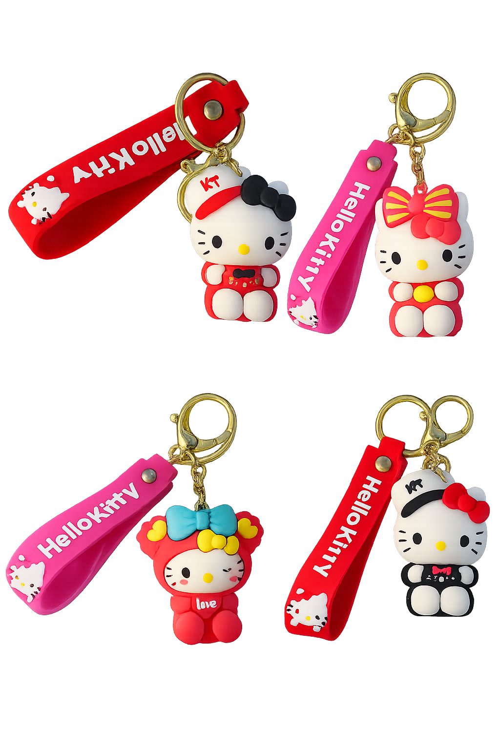 soma Schlüsselanhänger Hello Kitty 3D Schlüsselanhänger ca.5–7cm Sammelfigur,1 Stück zufällig (Set, 1-tlg., Geschenk-Set), Sammelfigur als 3D Anhänger, zufällige Variante, 4 Motive