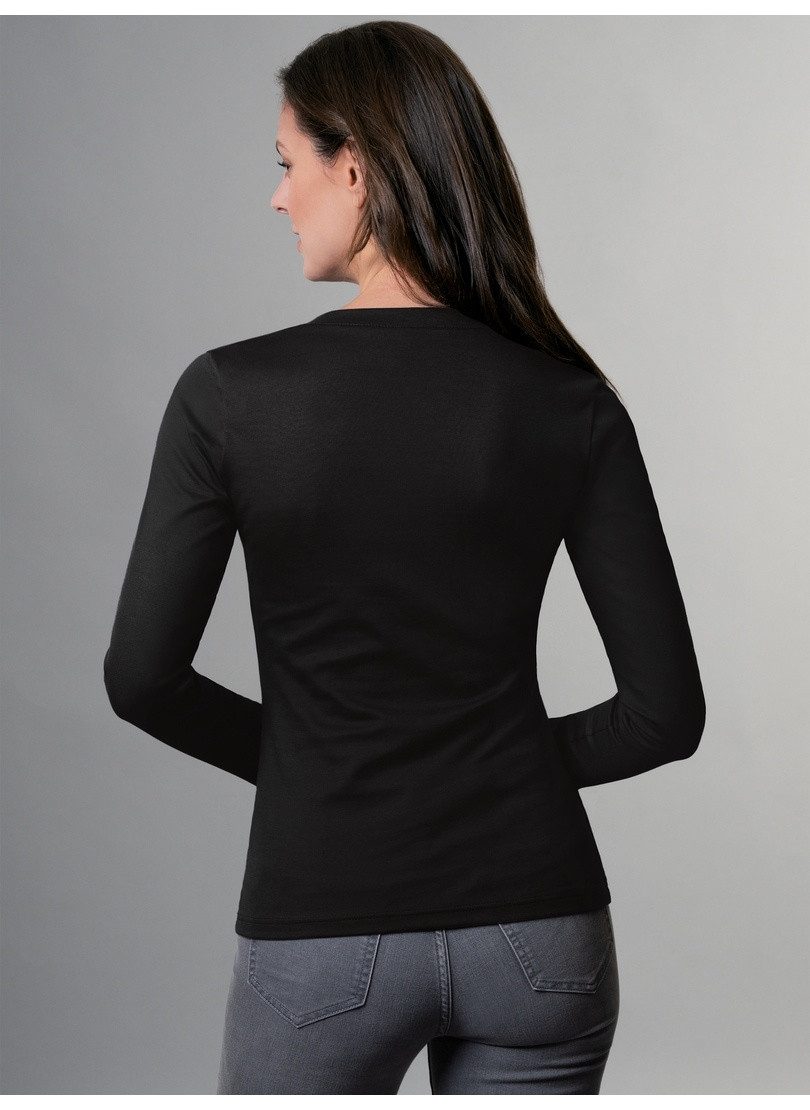 Trigema T-Shirt TRIGEMA Langarmshirt mit V-Ausschnitt (1-tlg) – Bild 3 von 3